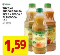 DPiù Tukano succo e polpa pera / pesca / albicocca offerta