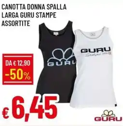 Galassia Canotta donna spalla larga guru stampe assortite offerta