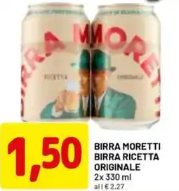 DPiù Birra moretti birra ricetta originale offerta