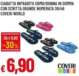 Galassia Ciabatta infradito uomo/donna in gomma con scritta grande numerata 36/46 COVERI WORLD offerta