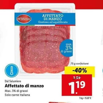 Lidl Dal Salumiere Affettato di manzo offerta