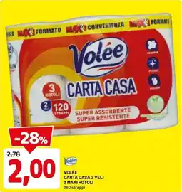 DPiù Volée carta casa 2 veli 3 maxi rotoli offerta