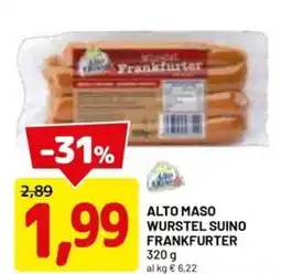 DPiù Alto maso wurstel suino frankfurter offerta