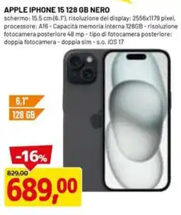 DPiù APPLE iphone 15 128 gb nero offerta