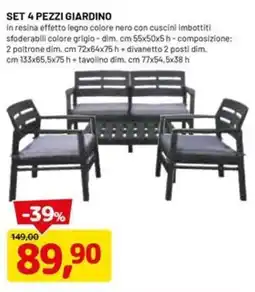 DPiù Set 4 pezzi giardino offerta