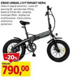 DPiù Ebike urban j citysmart nera offerta