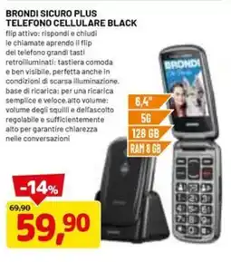 DPiù BRONDI sicuro plus telefono cellulare black offerta