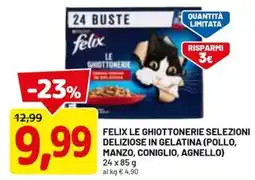 DPiù FELIX Le ghiottonerie selezioni deliziose in gelatina (pollo, manzo, coniglio, agnello) offerta
