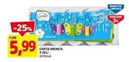 DPiù Carta igienica 3 veli 20 Rotoli offerta