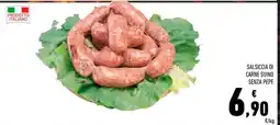 Conad Salsiccia di carne suino senza pepe offerta