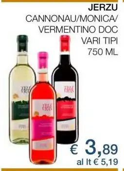 Coop JERZU CANNONAU/MONICA/VERMENTINO DOC offerta
