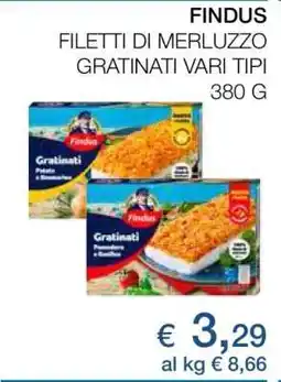 Coop FINDUS FILETTI DI MERLUZZO GRATINATI VARI TIPI offerta