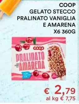 Coop COOP GELATO STECCO PRALINATO VANIGLIA E AMARENA offerta