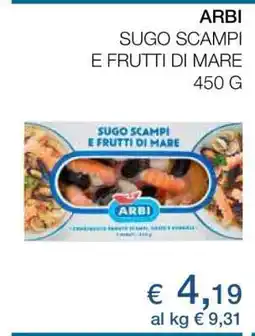 Coop ARBI SUGO SCAMPI E FRUTTI DI MARE offerta