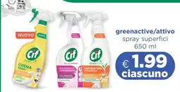 Acqua & Sapone Cif Greenactive/Attivo Spray Superfici offerta