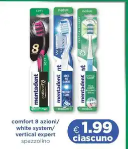 Acqua & Sapone mentadent comfort 8 azioni/white system/vertical expert spazzolino offerta