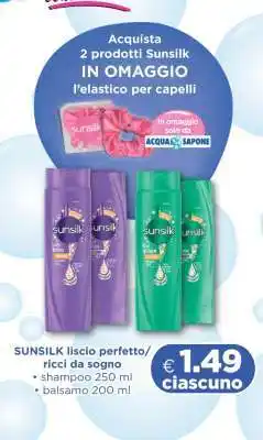 Acqua & Sapone SUNSILK liscio perfetto/ricci da sogno offerta