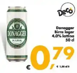 Deco Supermercati Donagger Birra lager 4,0% lattina offerta