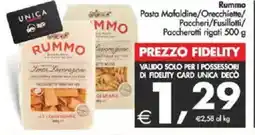 Deco Supermercati Rummo Pasta Mafaldine/Orecchiette/ Paccheri/Fusillotti/ Paccherotti rigati offerta