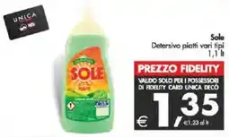 Deco Supermercati Sole Detersivo piatti vari tipi offerta