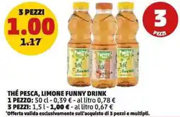 PENNY Thé pesca, limone funny drink 3 pezzi offerta