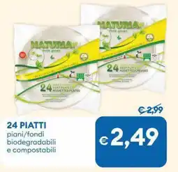 MD Discount 24 PIATTI piani/fondi biodegradabili e compostabili offerta