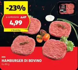 ALDI Bbq hamburger di bovino offerta