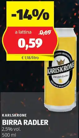 ALDI Karlskrone birra radler offerta