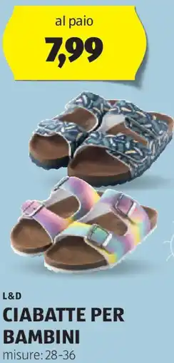 ALDI L&d ciabatte per bambini offerta