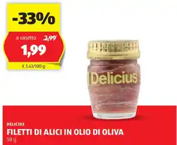 ALDI Delicius filetti di alici in olio di oliva offerta