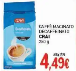 Crai Caffè macinato decaffeinato CRAI offerta