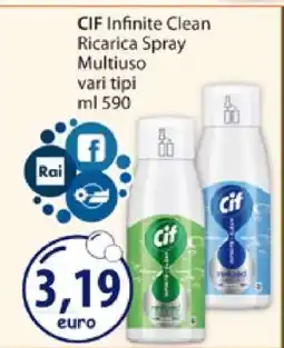 Acqua & Sapone CIF Infinite Clean Ricarica Spray Multiuso offerta