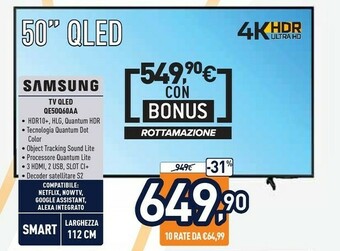 Unieuro Tv qled qe50q60aa offerta