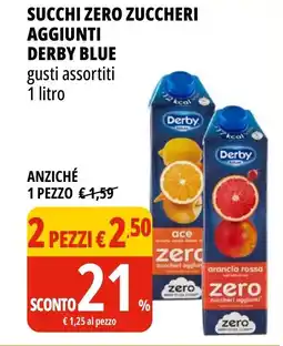 Tigros Succhi zero zuccheri aggiunti DERBY BLUE offerta
