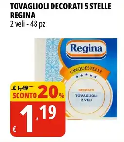 Tigros Tovaglioli decorati 5 stelle REGINA offerta