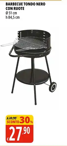 Tigros Barbecue tondo nero con ruote offerta