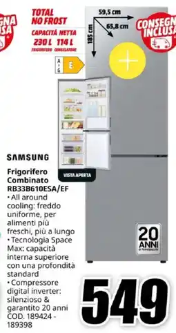 MediaWorld SAMSUNG Frigorifero Combinato RB33B610ESA/EF offerta