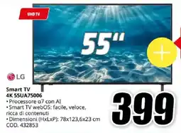 MediaWorld LG Smart TV 4K 55UA75006 offerta