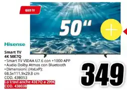 MediaWorld Hisense Smart TV 4K 50E7Q offerta