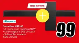 MediaWorld Hisense Soundbar HS2100 offerta