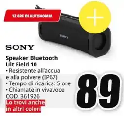 MediaWorld SONY Speaker Bluetooth Ult Field 10 offerta