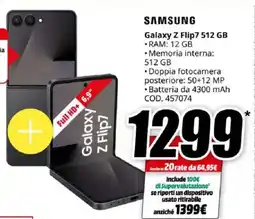 MediaWorld SAMSUNG Galaxy Z Flip7 512 GB offerta