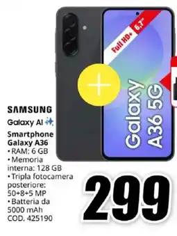 MediaWorld SAMSUNG Smartphone Galaxy A36 offerta