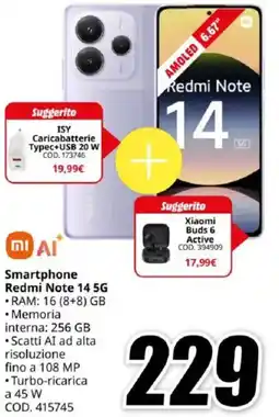 MediaWorld Smartphone Redmi Note 14 5G offerta