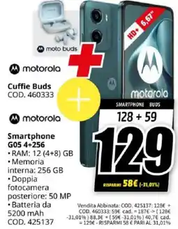 MediaWorld motorola Cuffie Buds + motorola Smartphone G05 4+256 offerta