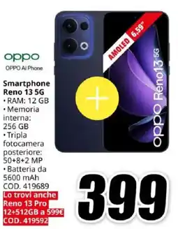 MediaWorld oppo Smartphone Reno 13 5G offerta