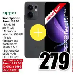 MediaWorld oppo Smartphone Reno 13F 5G offerta