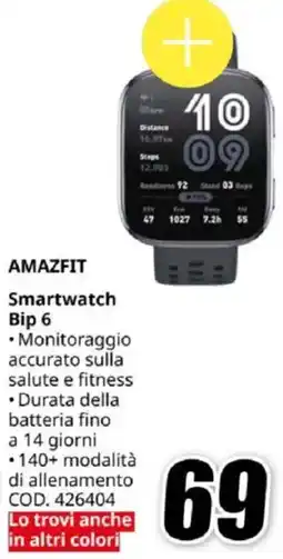 MediaWorld AMAZFIT Smartwatch Bip 6 offerta