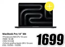 MediaWorld MacBook Pro 14" M4 offerta