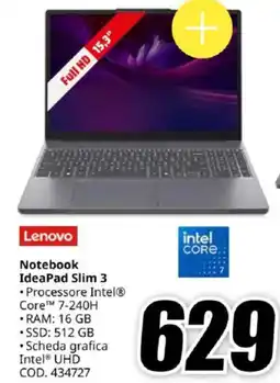 MediaWorld Lenovo Notebook IdeaPad Slim 3 offerta